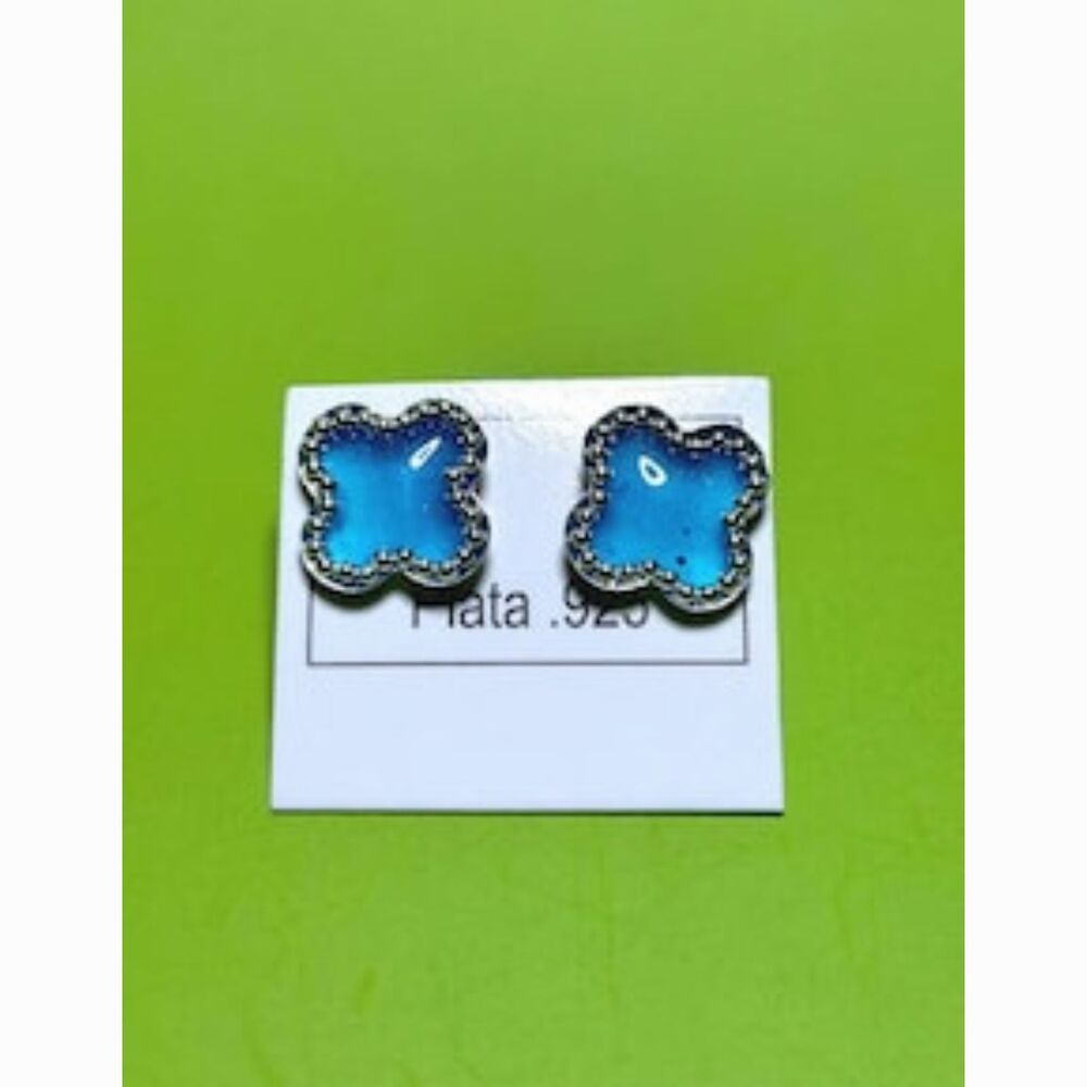 Handmade Sterling Silver Clover Earrings: Resin Jewelry from Mexico